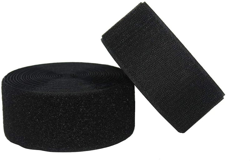 IHKFILAN 2'' Width x 5 Meters Length Black Sew On Hook and Loop Tape Fastening Nylon Fabric Tape (Black, 2 Inch x 5 Meters) - Image 1